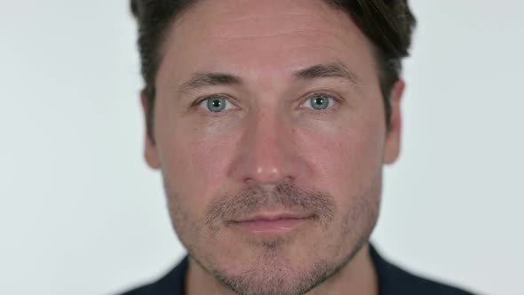 Close Up of Middle Aged Businessman White Background alt