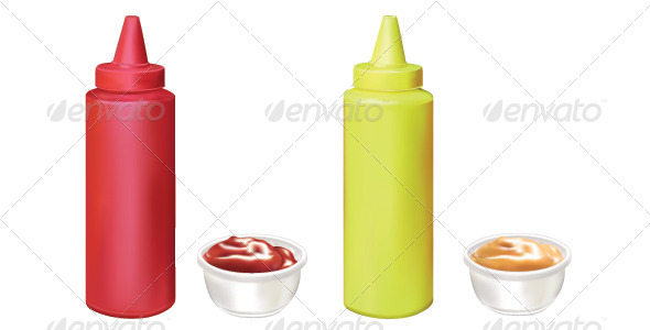 Mustard and Ketchup - Food Objects
