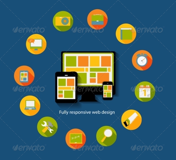Modern Flat Icon Set for Web and Mobile Application - Web Technology