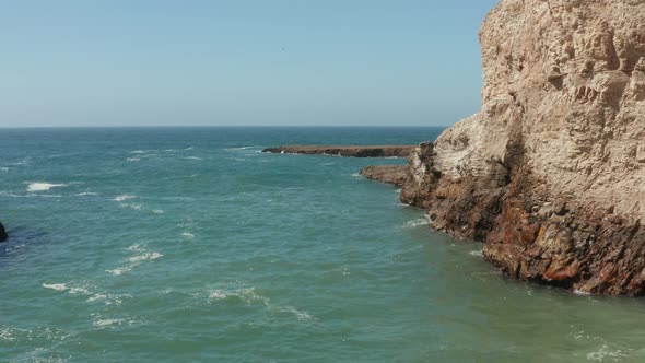 Aerial view of ocean at Shark Fin Cove on High way 1 in Northern California alt
