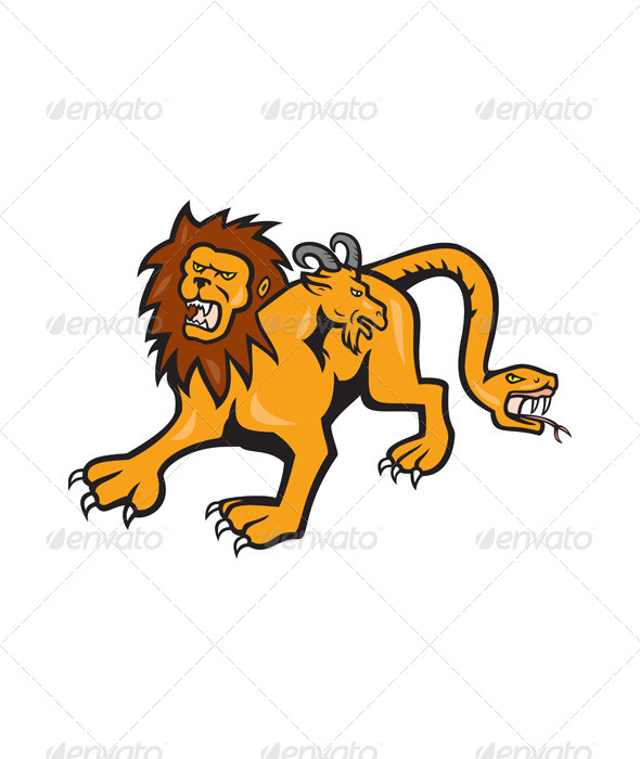 Chimera Attacking Front Cartoon - Animals Characters