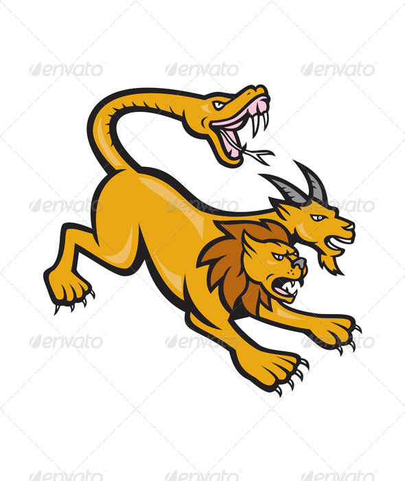 Chimera Attacking Side Cartoon - Animals Characters