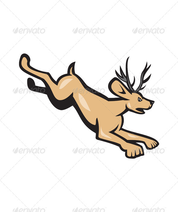 Jackalope Jumping Side Cartoon - Animals Characters