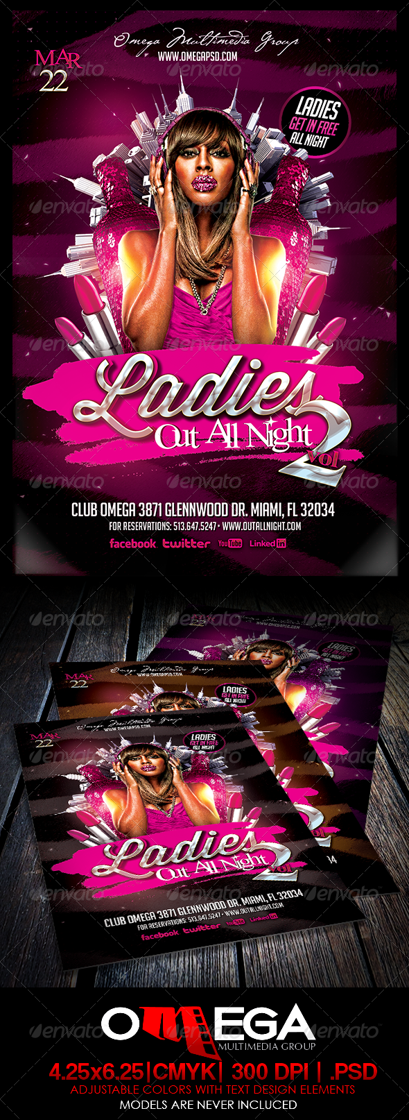 Ladies Out All Night V2 - Events Flyers