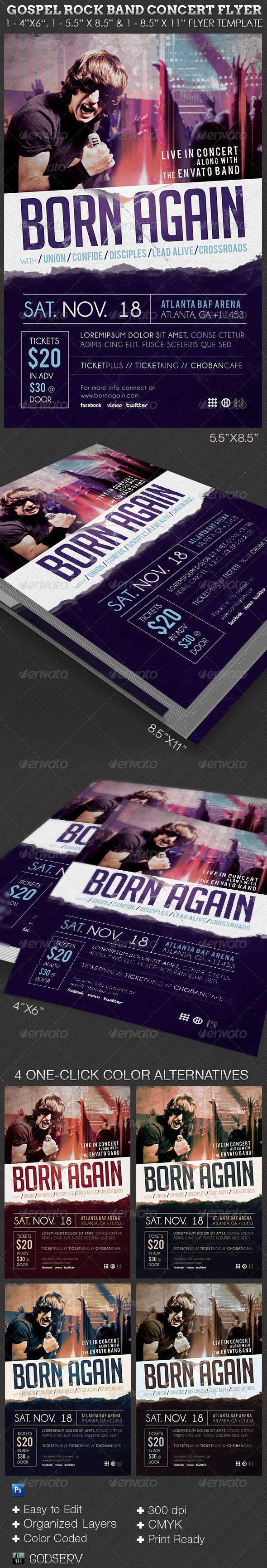 Gospel Rock Band Concert Flyer Template - Church Flyers