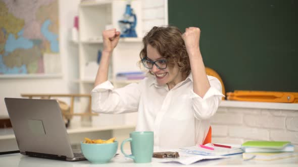 Beautiful Teacher in Classroom. Portrait of a Female Student . Learning and Education Concept. Young alt