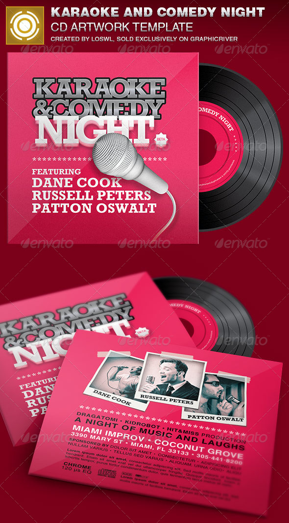 Karaoke and Comedy Night CD Artwork Template - CD & DVD Artwork Print Templates