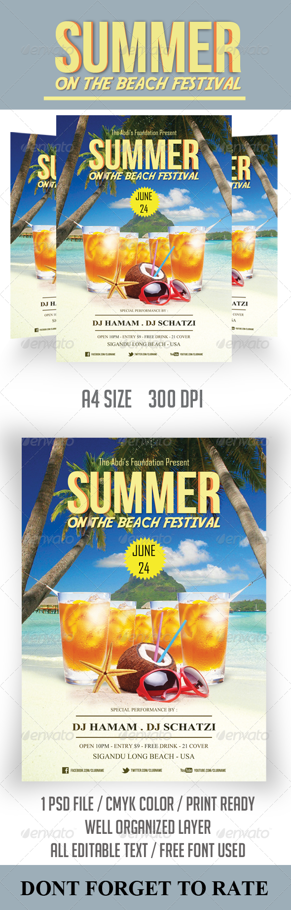 Summer Festival Flyer Template - Clubs & Parties Events