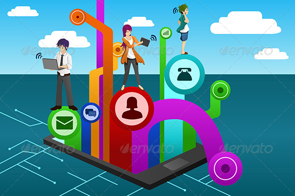People Using Different Mobile Device - Technology Conceptual