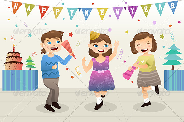 Girls Celebrating New Year Party - New Year Seasons/Holidays