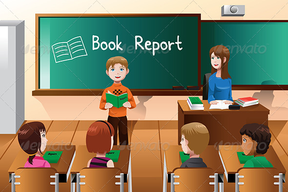 Student Doing a Book Report - People Characters