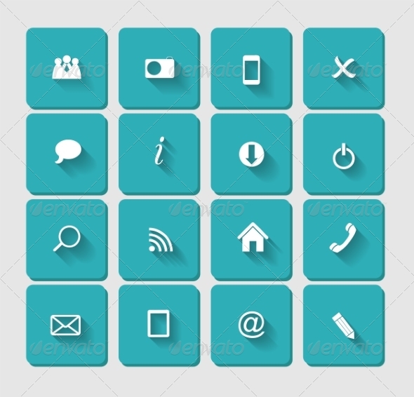 Flat Icon Set for Web - Web Technology