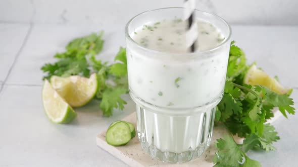 Fresh asian yogurt drink ayran alt