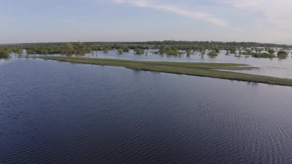 Aerial Drone Footage of High Water in Spring Time