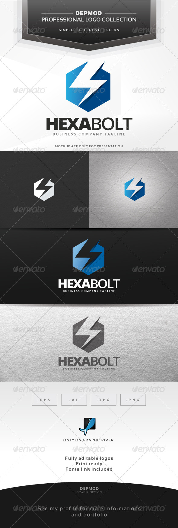 Hexa Bolt Logo - Symbols Logo Templates