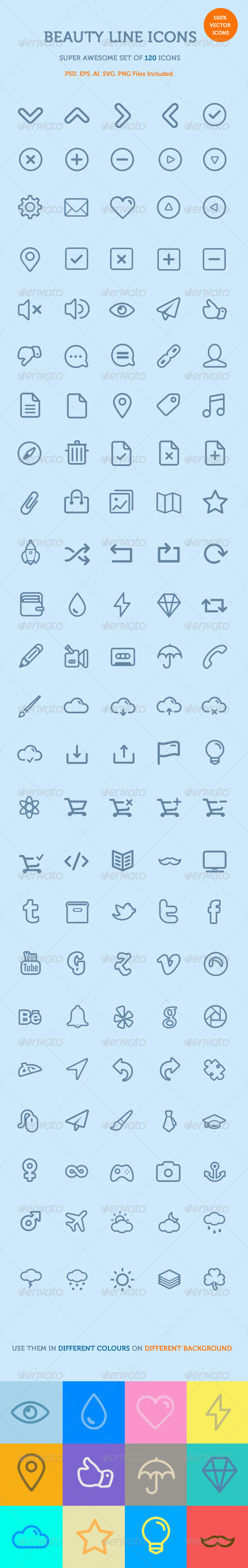 Beauty Line Icons - Web Icons