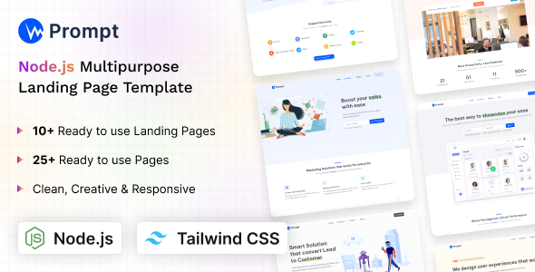 Prompt - Modern & Multipurpose Nodejs Tailwind CSS Template
