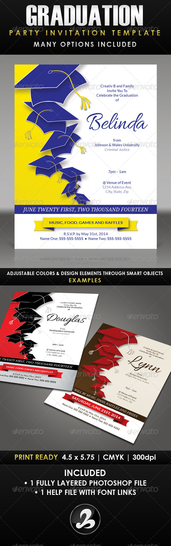 Graduation Party Invitation Template - 1 - Invitations Cards & Invites