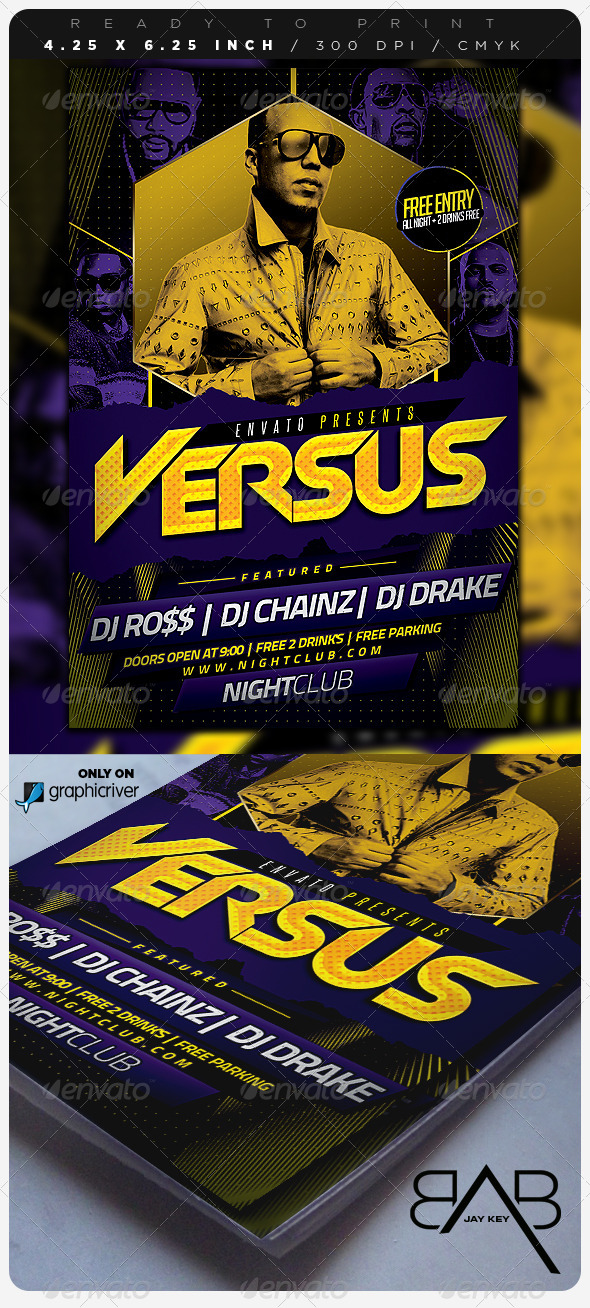 Versus Hip Hop Party Flyer - Clubs & Parties Events