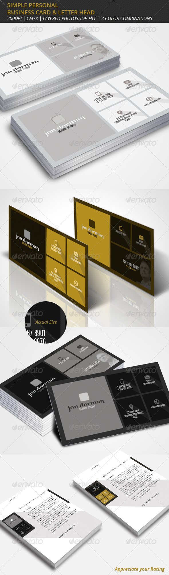 Simple Professional Business Card & Letterhead - Business Cards Print Templates