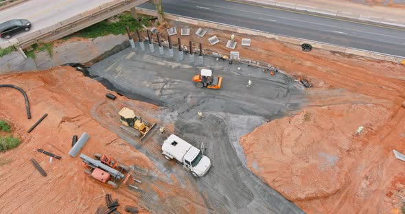 Aerial View Construction of Elevated Highway in Progress alt