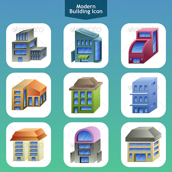 Modern Building Icons - Buildings Objects