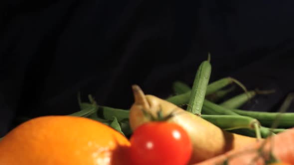 Vegetables tracking shot in studio