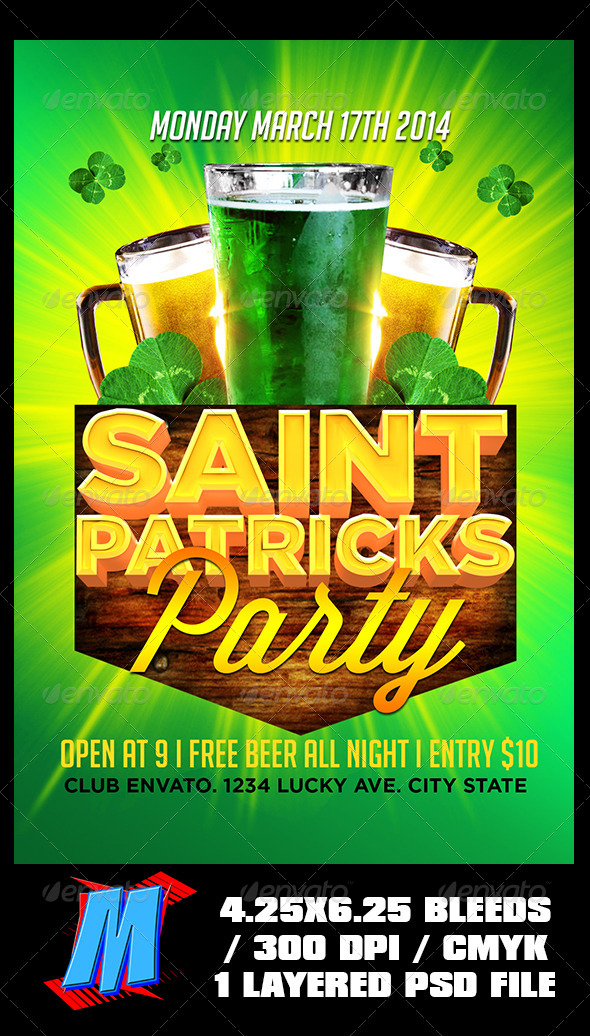 Saint Patricks Party Flyer Template - Clubs & Parties Events