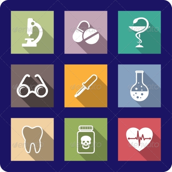 Flat Medical and Healthcare Icons - Web Elements Vectors