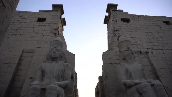 Karnak Temple Luxor Egypt Sculpture At Evening Night Sunset Sky