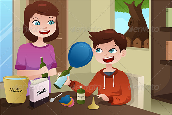 Mother Helping Son Build a Science Project - People Characters