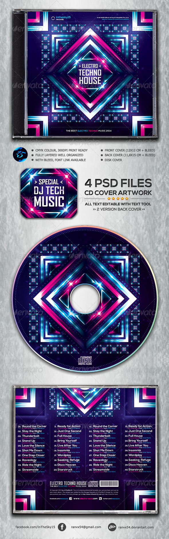 Electro Techno House CD Album Artwork - CD & DVD Artwork Print Templates