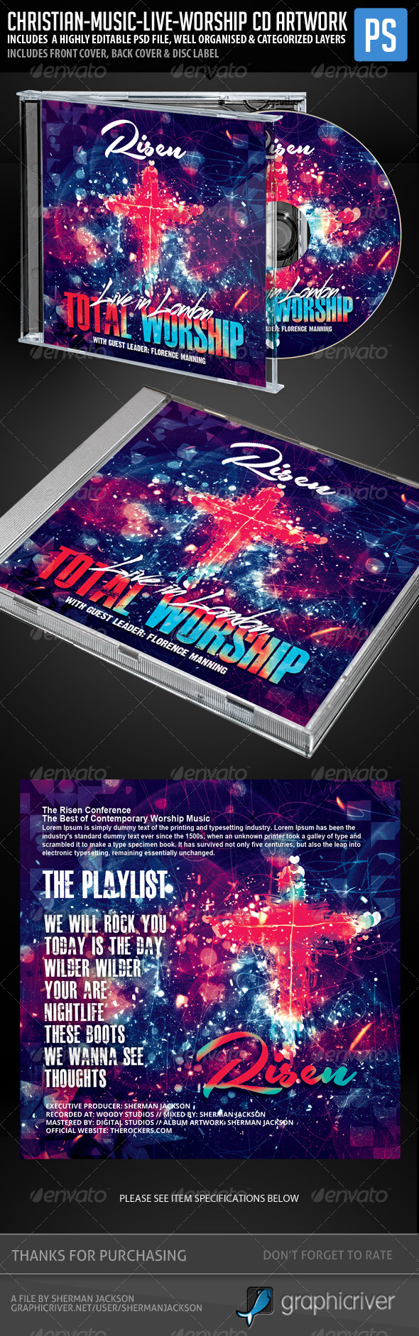 Christian Music Live Worship CD Artwork - CD & DVD Artwork Print Templates