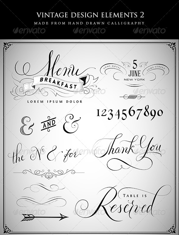 Vintage Design Elements Set 2 - Flourishes / Swirls Decorative