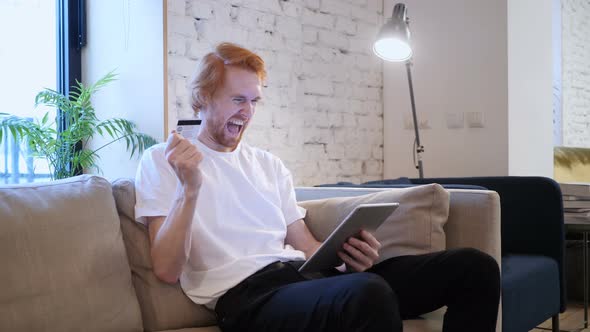 Successful Online Payment on Tablet by Beard Man alt