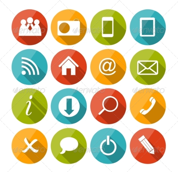 Vector Flat Icon Set for Web - Web Technology