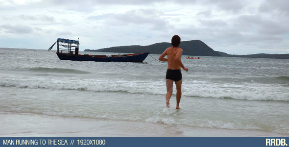 Man Running to the Sea