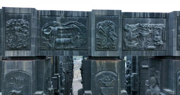 Tbilisi, Georgia - May 30 2022: Aerial view of Memorial History of Georgia alt