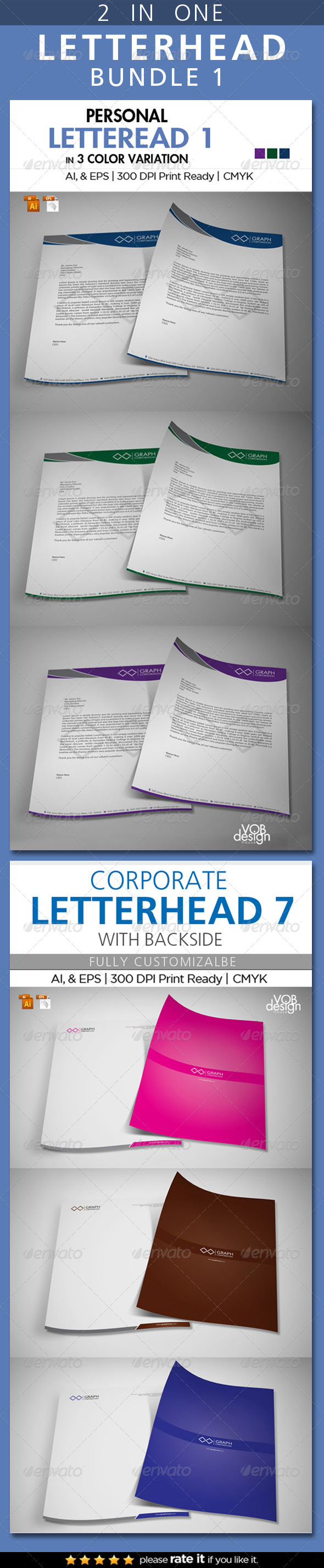Letterhead Bundle 1 - Stationery Print Templates