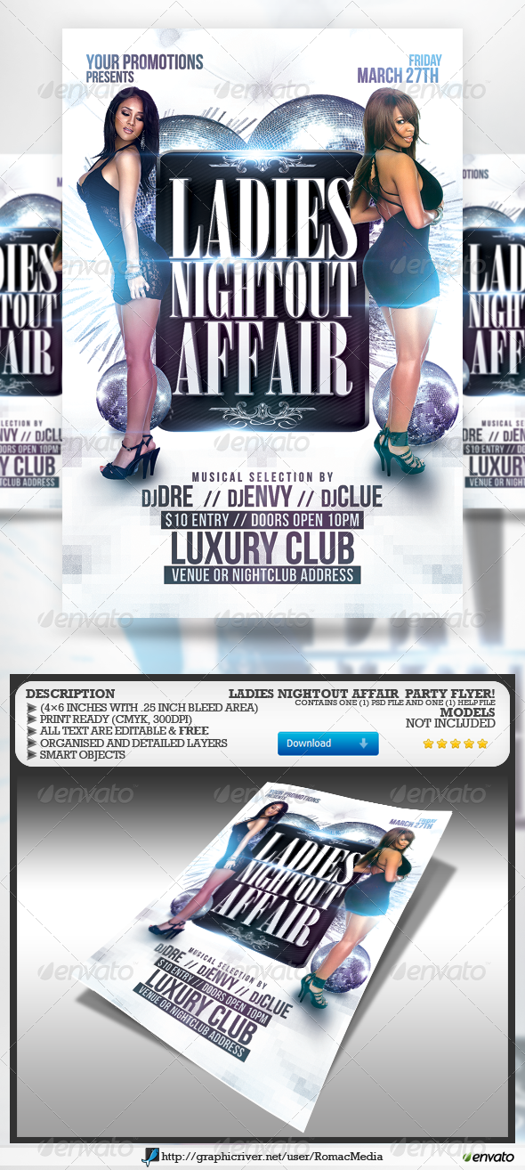 Ladies Nightout Affair Party Flyer - Clubs & Parties Events