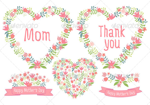 Happy Mother's Day, Floral Vector Set - Seasons/Holidays Conceptual