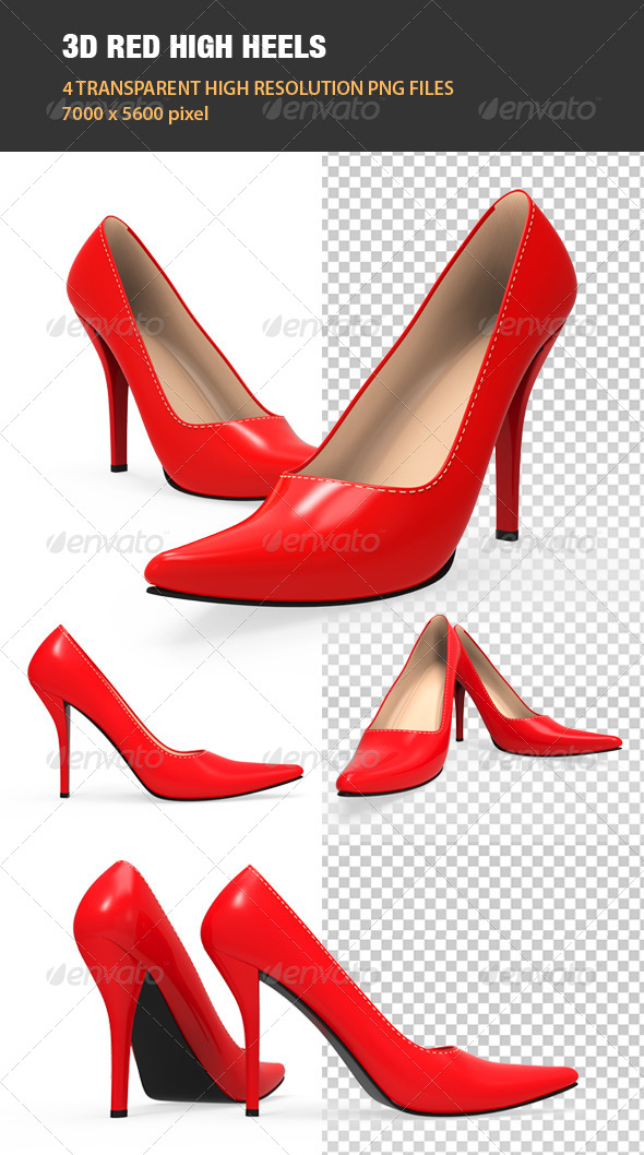 3D Red High Heel Shoes - Objects 3D Renders