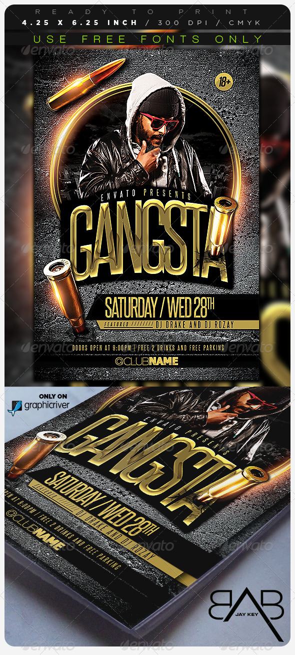 Gangsta Music Party Flyer - Events Flyers