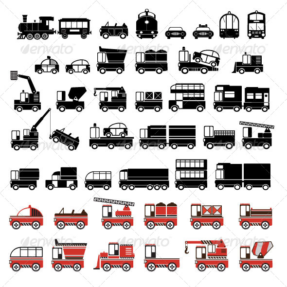 Silhouettes of Cars, Taxis and Trucks - Services Commercial / Shopping
