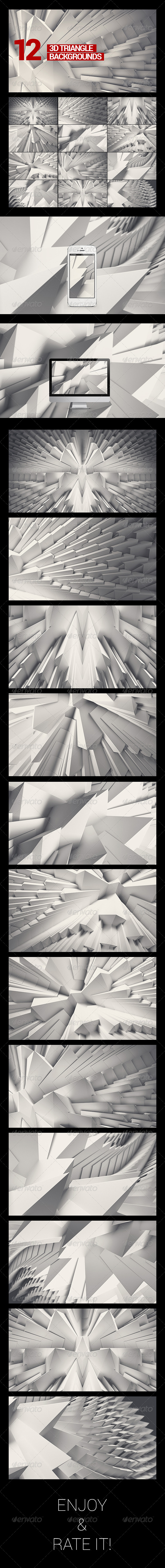 12 3D Crystal/Abstract/White Triangle Backgrounds - Backgrounds Graphics