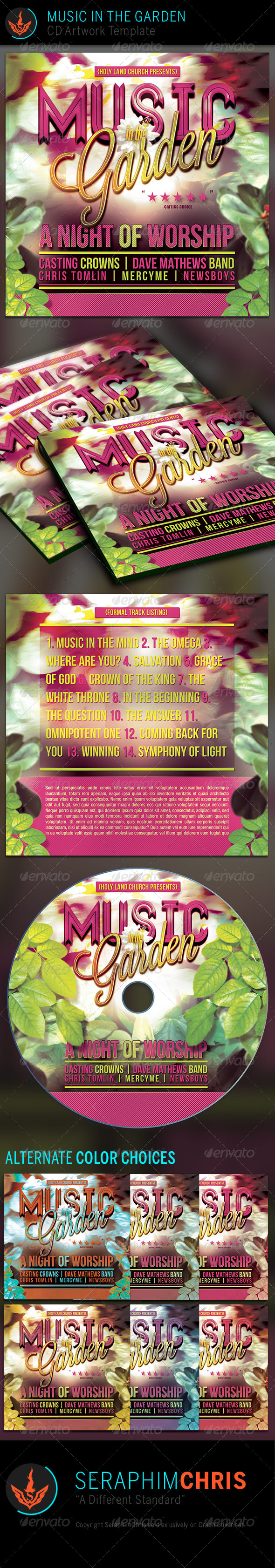 Music in The Garden: CD Artwork Template - CD & DVD Artwork Print Templates