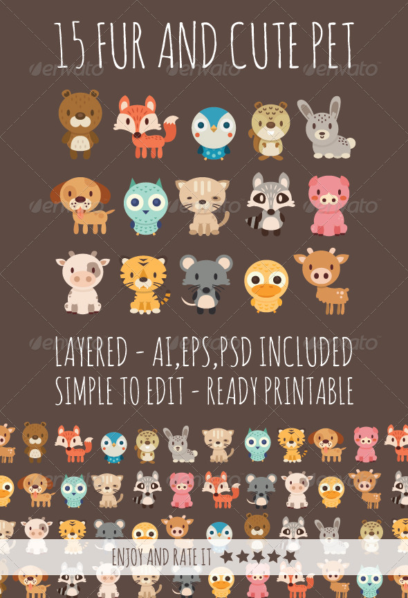 15 Fur Pets - Animals Characters