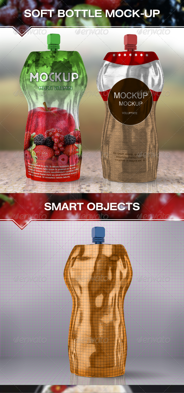 Soft Bottle Mock-Up - Food and Drink Packaging
