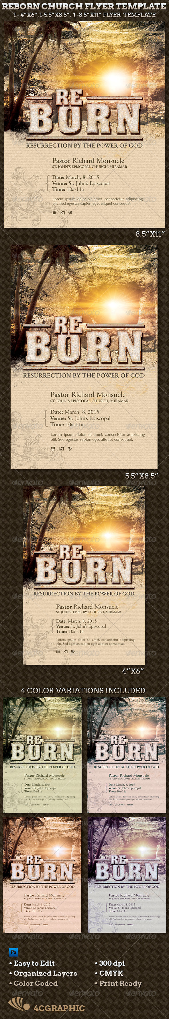 Reborn Church Flyer Template - Church Flyers