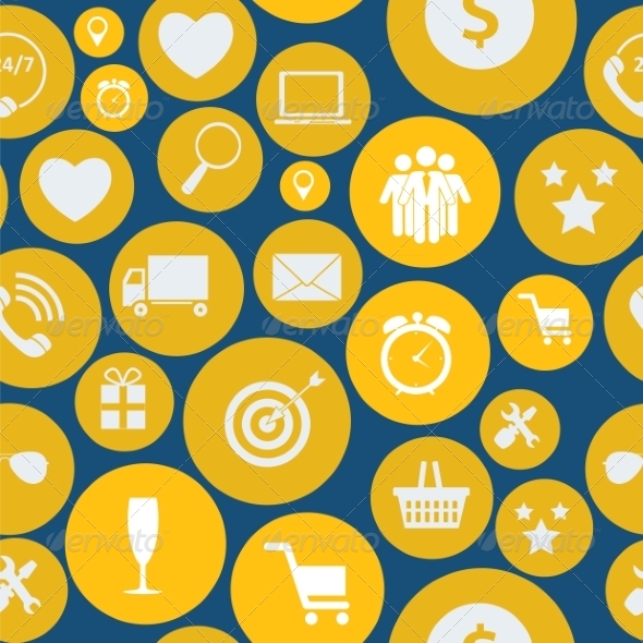 Flat Business Infographic Seamless Pattern - Web Technology